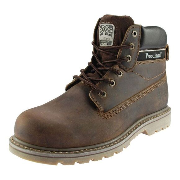 Woodland Mens 6 Eye Padded Utility Boots / Brown